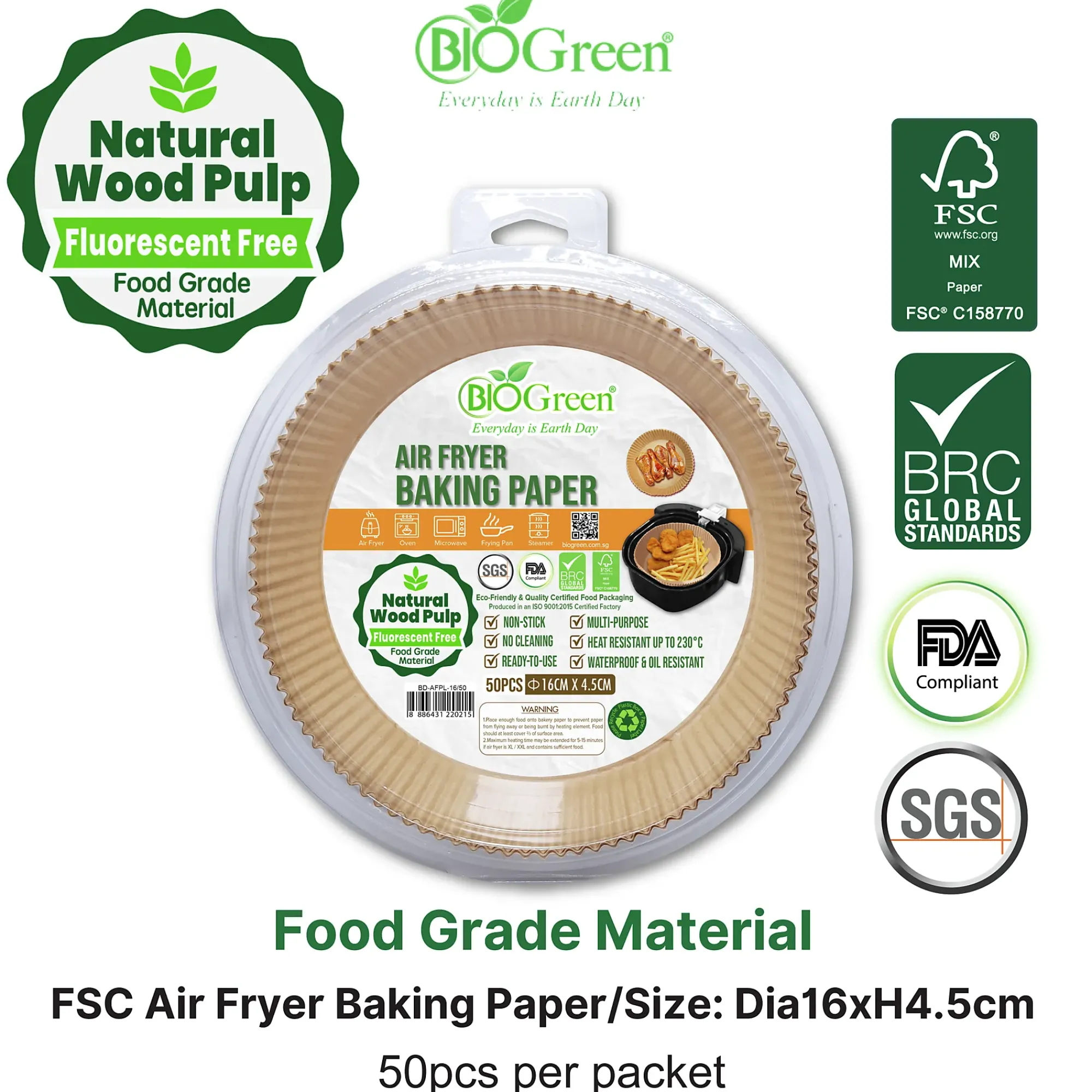 Airfryerpapir runde ø16cm 50stk-Biogreen Online
