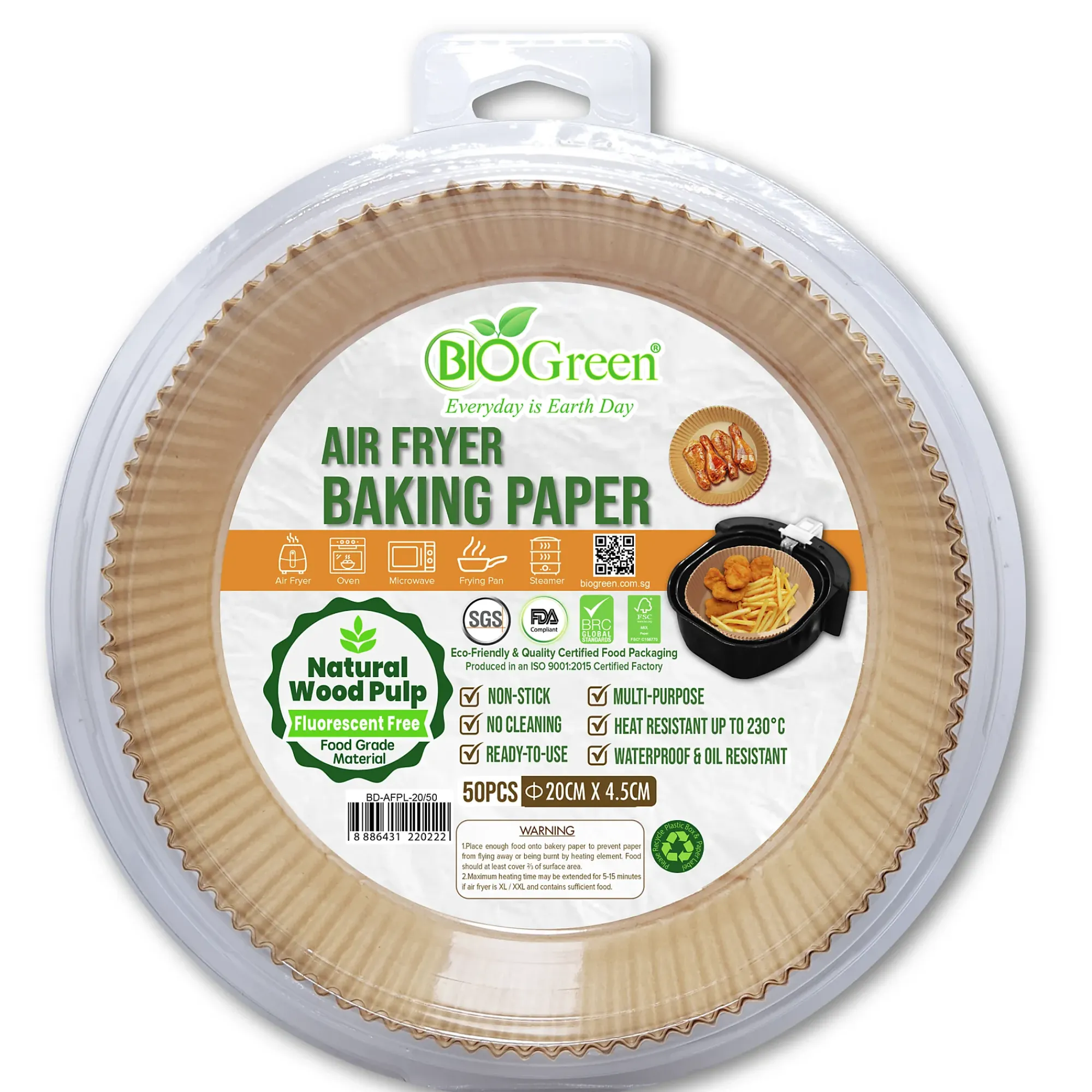 Airfryerpapir runde ø20cm 50stk-Biogreen Clearance