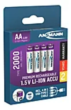 Batteri AA 4stk oppladbare med USB-C port og ladekabel-Ansmann Best