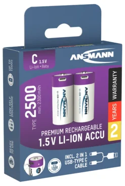 Batteri Cx2 oppladbart USB-C med ladekabel-Ansmann Discount
