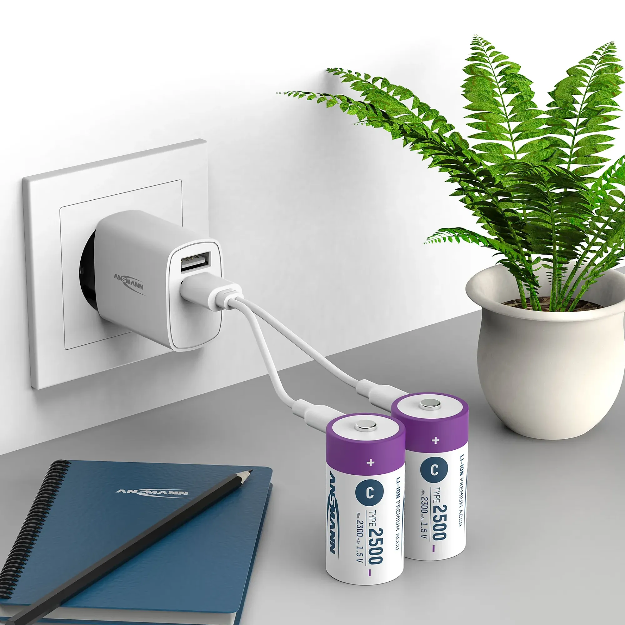 Batteri Cx2 oppladbart USB-C med ladekabel-Ansmann Discount