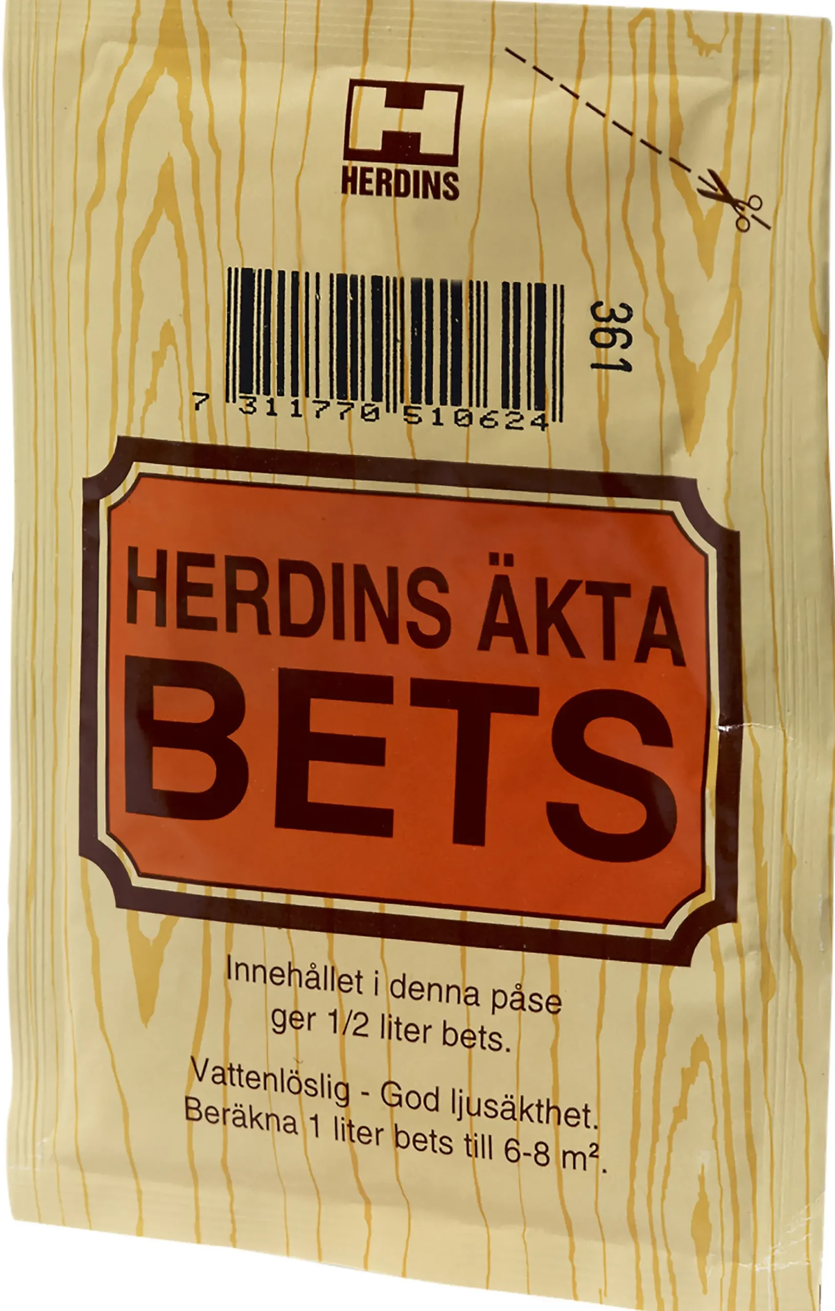 Beispulver vannbasert 12g lys valnøtt ekte beis-Herdins New