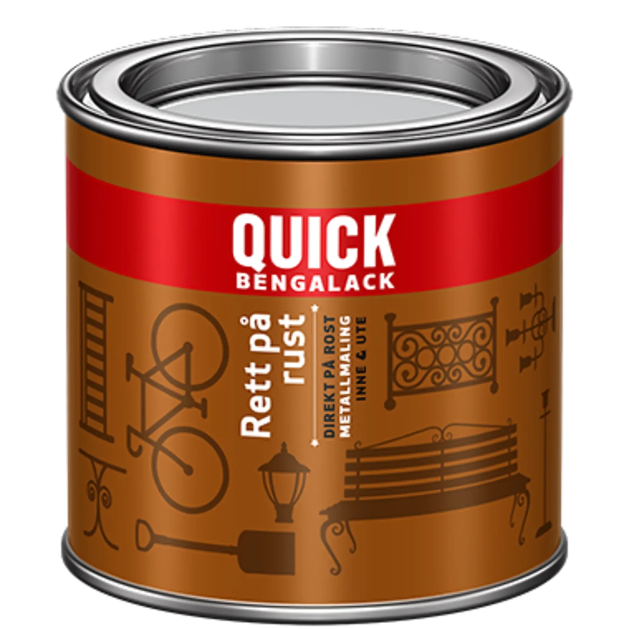 Bengalack Rett på rust silkematt 0.25l-Quick Best