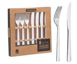 Biffbestikk 8 deler blank-Tramontina Sale