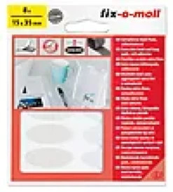 Borrelås hook+loop puter extra tynn hvit oval 15mmx35mm-Fix O Moll