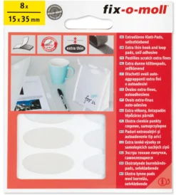 Borrelås hook+loop puter extra tynn hvit oval 15mmx35mm-Fix O Moll