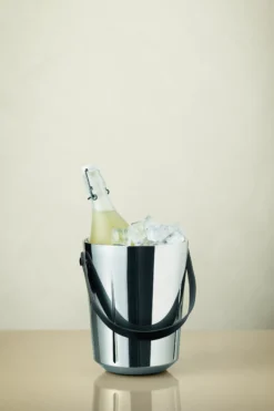 CHAMPAGNEKJØLER I STÅL MED LÆRHÅNDTAK 33CM-Rosendahl Best