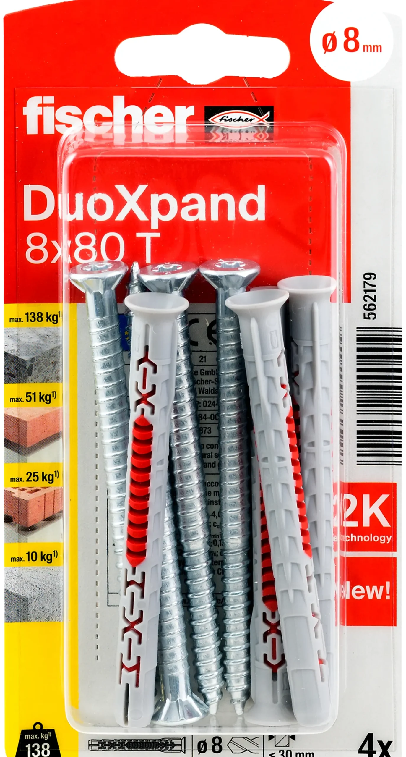 Fasadeplugg DuoXpand Senkhode 8x80mm-Fischer Hot