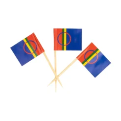 Flagg samisk med trepinne 12stk-Cacas Discount