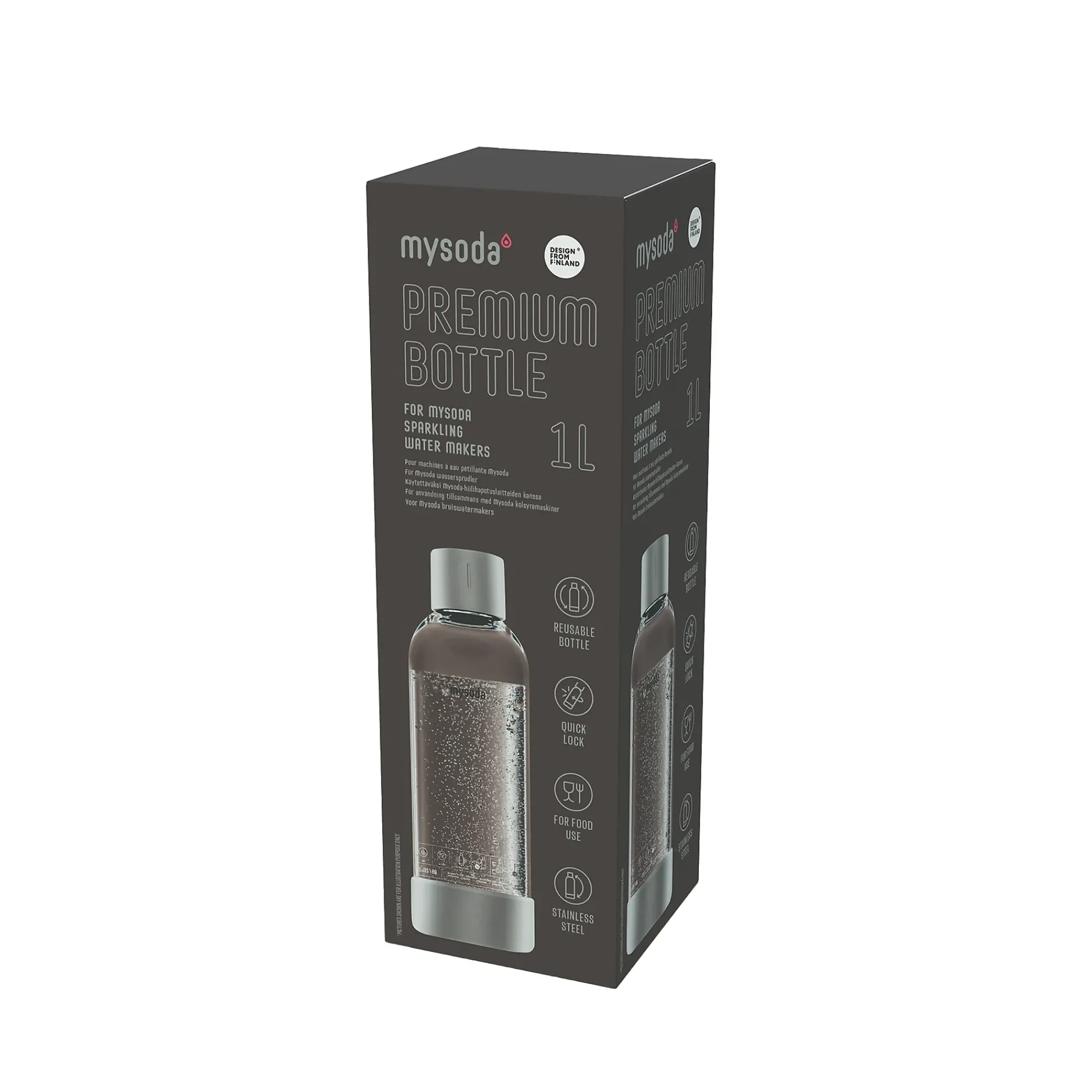 Flaske Premium Silver 1L-Mysoda Outlet