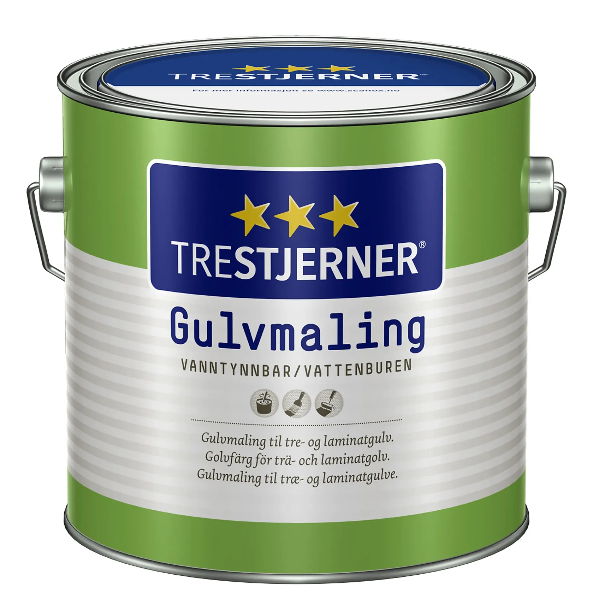 Gulvmaling matt hvit 3l-Trestjerner Sale