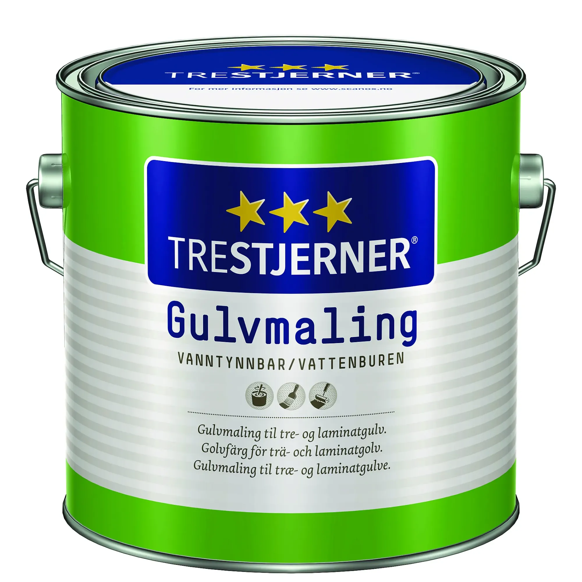 Gulvmaling matt hvit 3l-Trestjerner Sale