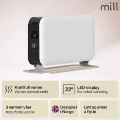 Gulvovn frittstående 2200w-Mill