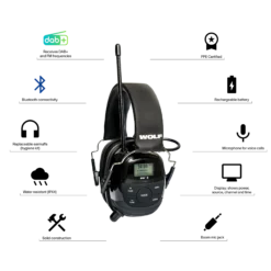 Headset Pro med bluetooth,DAB+, FM, Skjerm og mikrofon-Wolf Sale