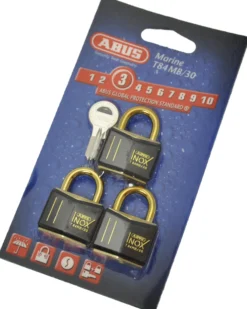Hengelås T84MB/30 sort nautic i messing triple-Abus Outlet