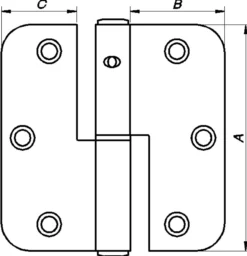 Hengsel 1146 høyre varmforzinket 85x35mm-Pn Beslag New