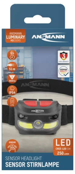 Hodelykt oppladbar med sensor 250lm-Ansmann Outlet