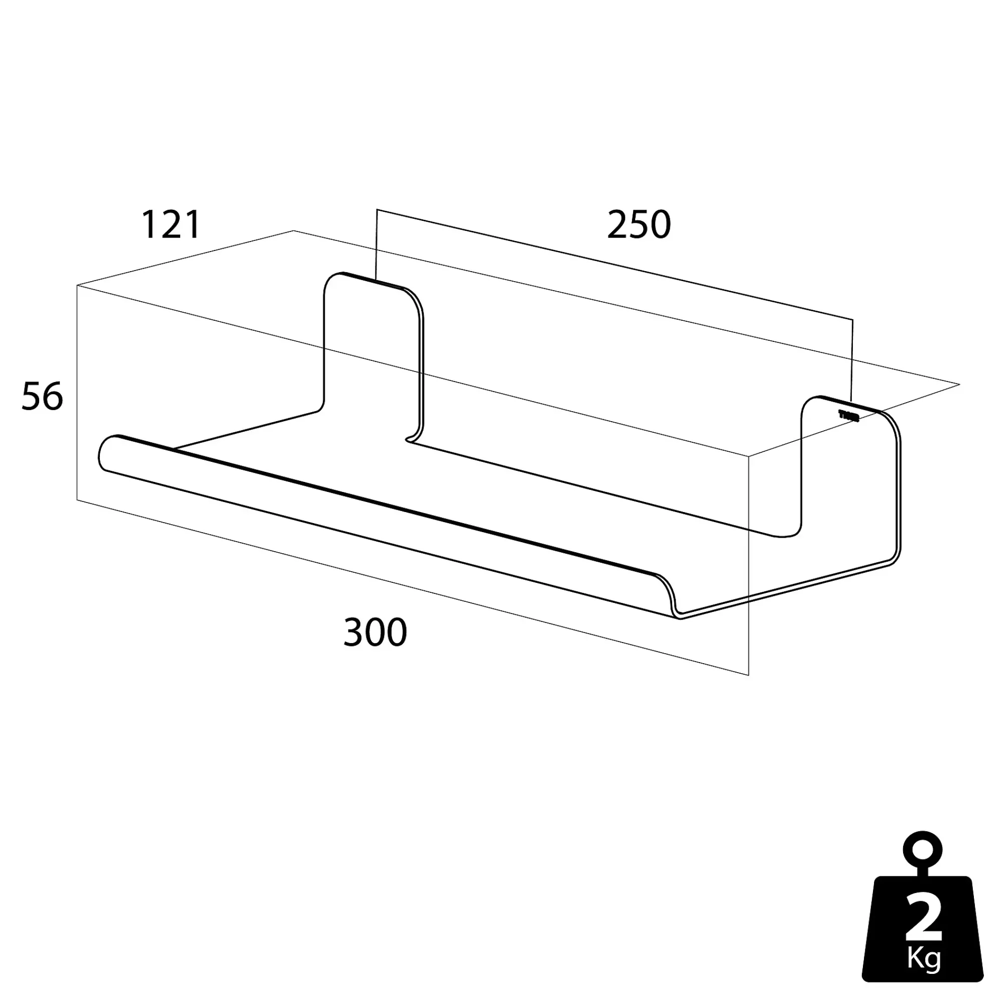Hylle stor 30cm dobbeltsidig tape colar-Tiger New