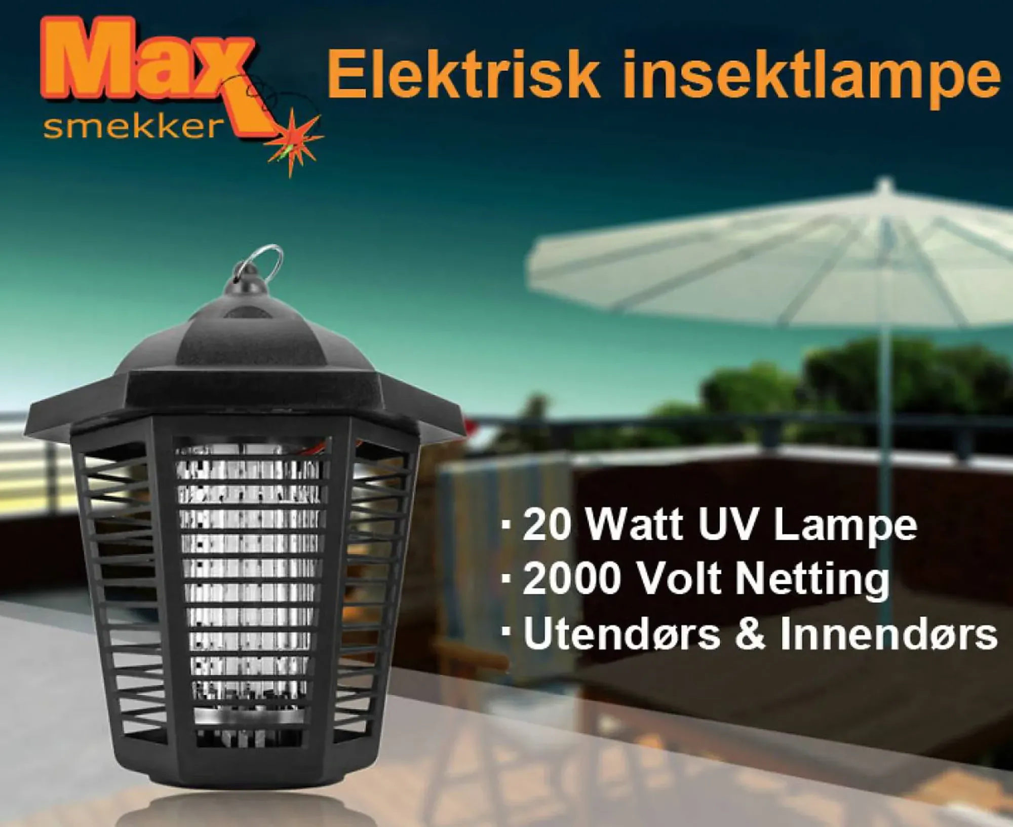 Insektlampe myggfelle UV 20w-Max smekker Online