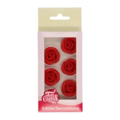 Kakepynt e Marsipanroser 2,5cm 6stk-Funcakes Discount