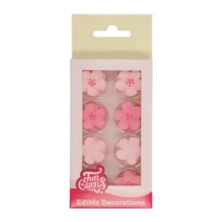 Kakepynt spiselig blomster rosa ass 24stk-Funcakes Sale