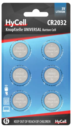 Knappcellebatteri CR2032 Lithium 6PK-Hycell Hot