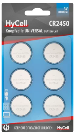 Knappcellebatteri CR2450 6stk-Hycell Hot