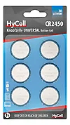 Knappcellebatteri CR2450 6stk-Hycell Hot