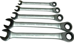 KOMBINASJONSNØKKELSETT MED SKRALLE 8-19MM 5 DELER-Fixit