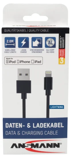 Ladekabel USB-A til Lightning 2m-Ansmann Online