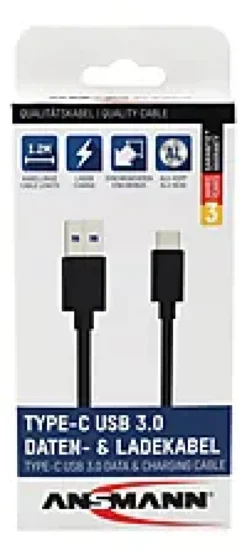 Ladekabel USB-A til USB-C 1,2m-Ansmann