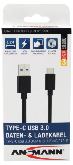 Ladekabel USB-A til USB-C 1,2m-Ansmann