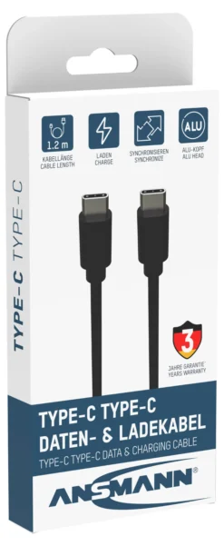 Ladekabel USB-C til USB-C 1,2m-Ansmann Sale