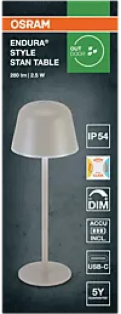 Led Bordlampe Utendørs Beige Oppladbar Usb-Osram Discount