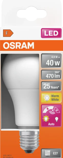 LED Classic A 40 6W 2700K daylight sensor E27-Osram Hot