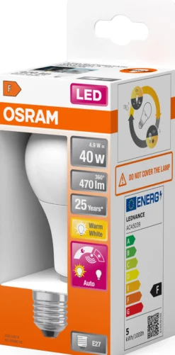 LED Classic A 40 6W 2700K daylight sensor E27-Osram Hot