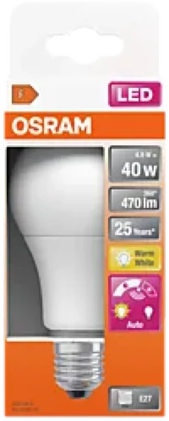 LED Classic A 40 6W 2700K daylight sensor E27-Osram Hot