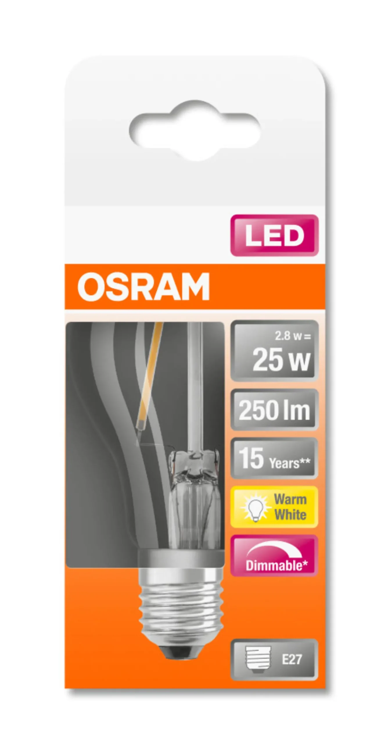 LED Classic A 25 2,8W 2700K dim E27-Osram Hot