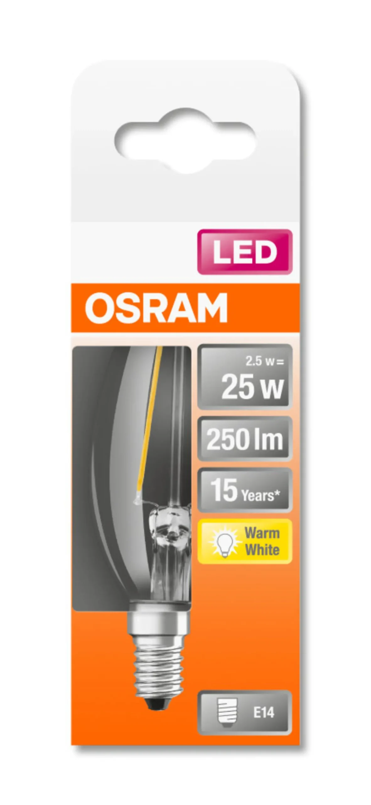 LED Classic B 25 2,5W 2700K E14-Osram