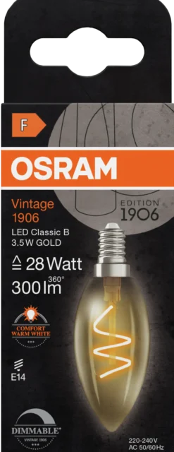 Led Dekorasjonspære E14 B28 300lm Gold Dimbar Varmere Lys-Osram Online