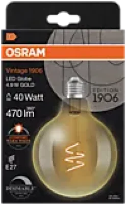 Led Dekorasjonspære E27 G95 40 470lm Gold Dim Varmere Lys-Osram