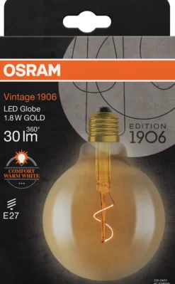 Led Dekorasjonspære E27 G95 30lm Gold Varmere Lys-Osram Outlet
