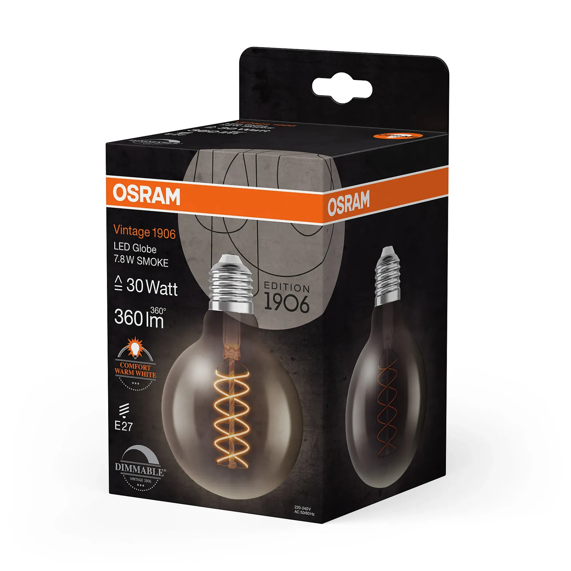 Led Dekorasjonspære E27 G95 30 360lm Smoke Dim Ekstra Varm-Osram Online