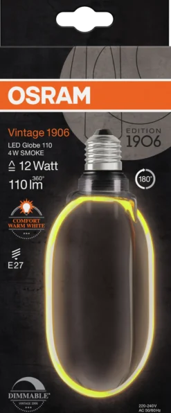 Led Dekorasjonspære E27 Ø100 12 110lm Smoke Dim Ekstra Varm-Osram New