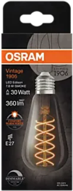 Led Dekorasjonspære E27 St64 30 360lm Smoke Dim Ekstra Varm-Osram