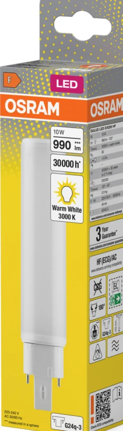 Led Dulux D/E 26 10w 830 Hf G24Q-3-Osram Clearance