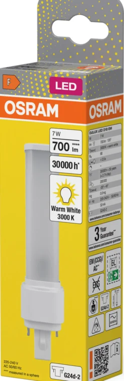 LED Dulux D 18 7W 830 G24D-2-Osram Clearance