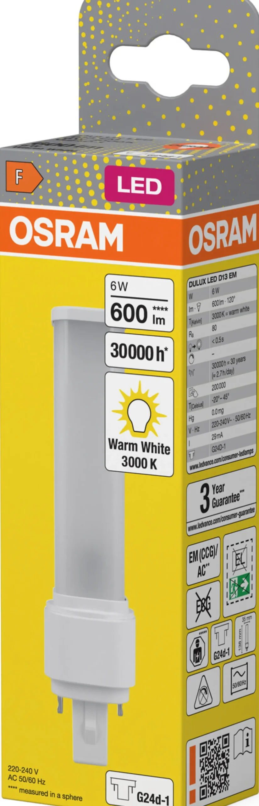 LED Dulux D 13 6W 830 G24D-1-Osram Best