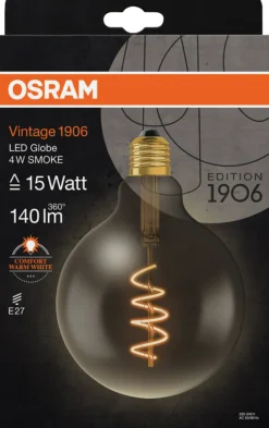LED Globe G125 15 fil smoke spiral glass 1800K E27-Osram Discount