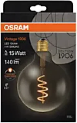 LED Globe G125 15 fil smoke spiral glass 1800K E27-Osram Discount